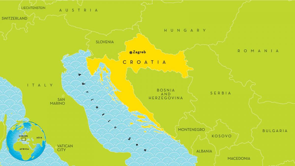 نقشه از کرواسی و مناطق اطراف آن