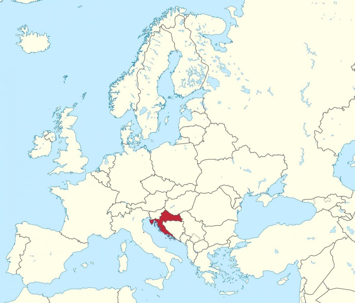 کرواسی در نقشه اروپا