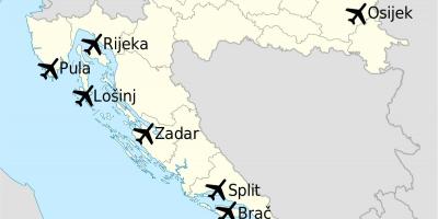 نقشه از کرواسی نشان فرودگاه
